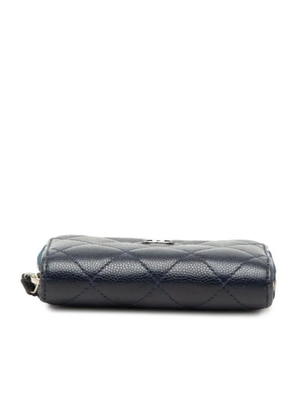 Chanel Quilted CC Logo Coin Purse Navy Caviar Leather